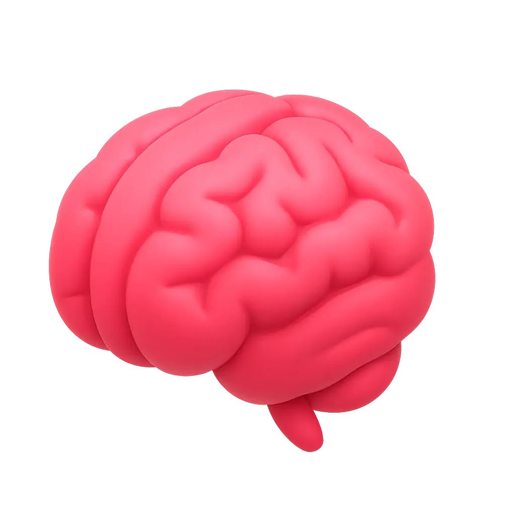 Ícone 3D de cérebro representando Psicologia