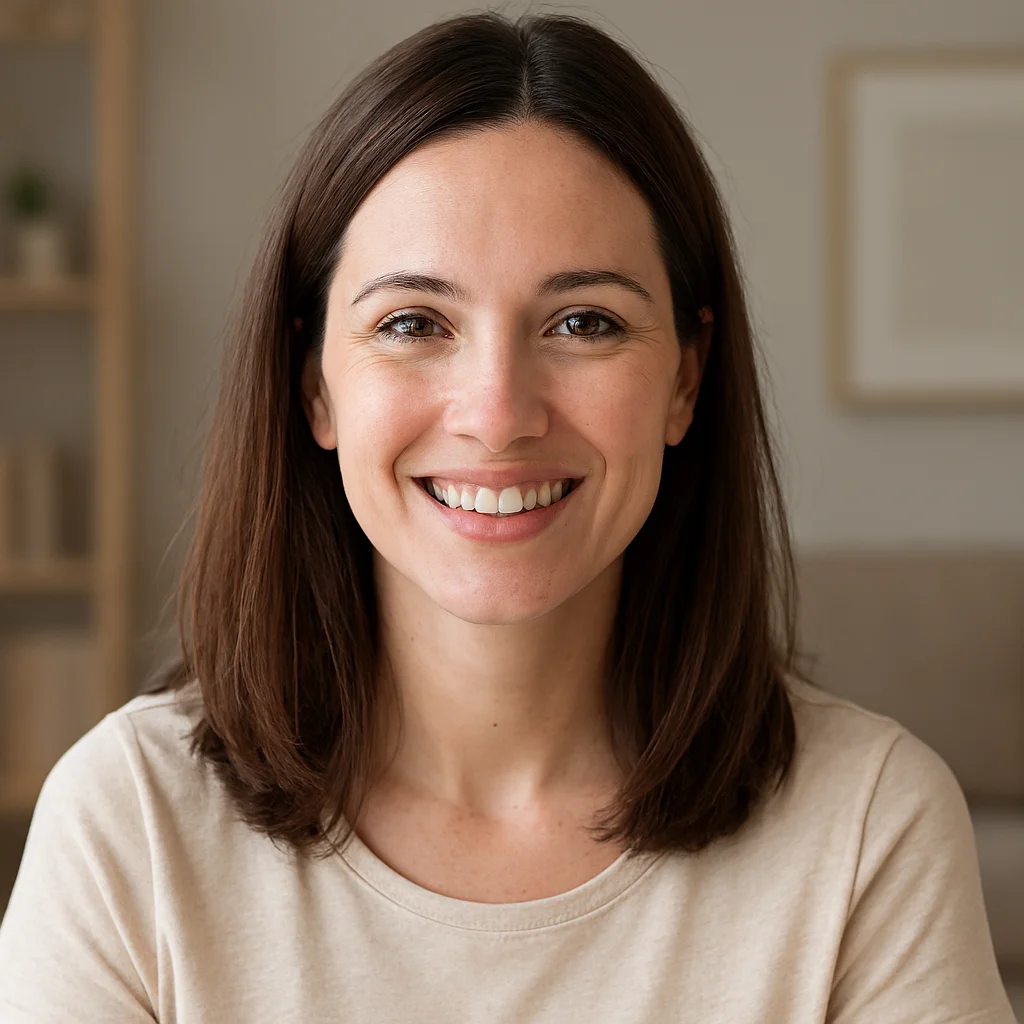 Teresa, mulher tranquila em momento de autocuidado